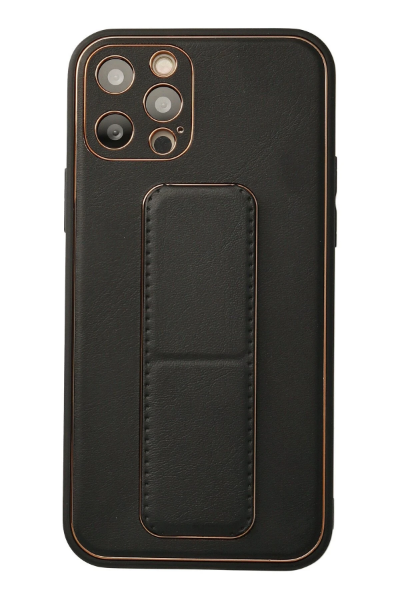 Newface iPhone 12 Pro Kılıf Coco Deri Standlı Kapak - Siyah resmi