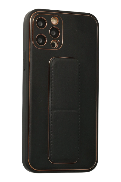 Newface iPhone 12 Pro Kılıf Coco Deri Standlı Kapak - Siyah resmi