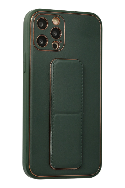 Newface iPhone 12 Pro Kılıf Coco Deri Standlı Kapak - Yeşil resmi