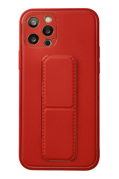Newface iPhone 12 Pro Kılıf Coco Deri Standlı Kapak - Kırmızı resmi