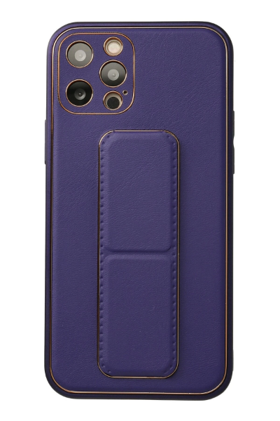 Newface iPhone 12 Pro Kılıf Coco Deri Standlı Kapak - Mor resmi