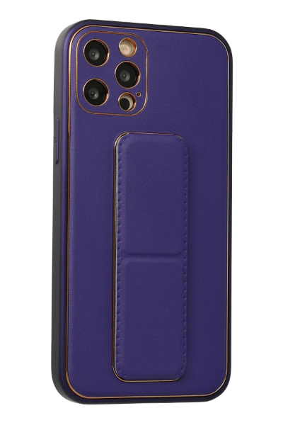 Newface iPhone 12 Pro Kılıf Coco Deri Standlı Kapak - Mor resmi
