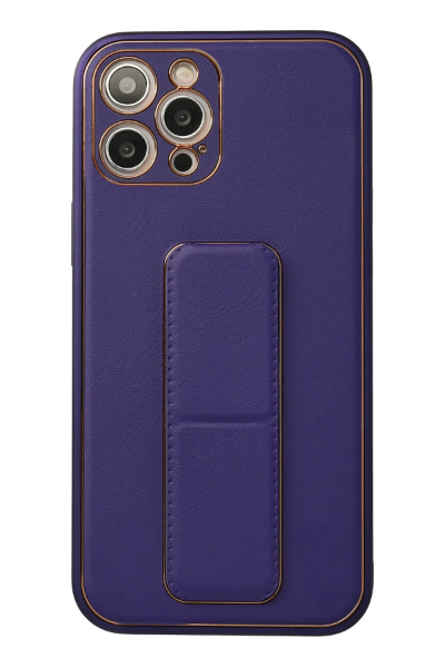 Newface iPhone 12 Pro Max Kılıf Coco Deri Standlı Kapak - Mor resmi