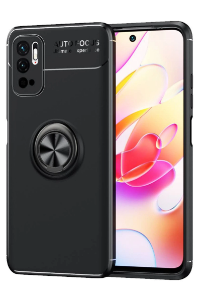 Newface Xiaomi Redmi Note 10 5G Kılıf Range Yüzüklü Silikon - Siyah resmi