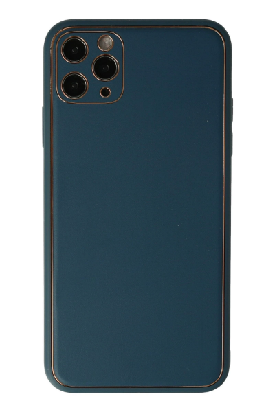 Newface iPhone 11 Pro Kılıf Coco Deri Silikon Kapak - Mavi resmi