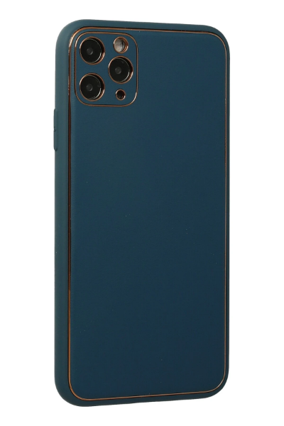 Newface iPhone 11 Pro Kılıf Coco Deri Silikon Kapak - Mavi resmi