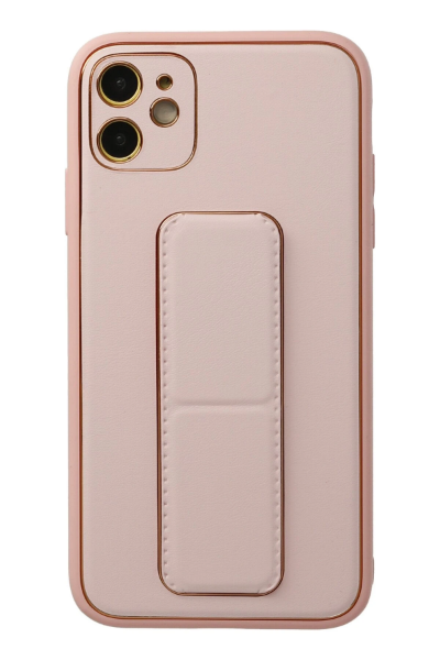 Newface iPhone 12 Kılıf Coco Deri Standlı Kapak - Pembe resmi