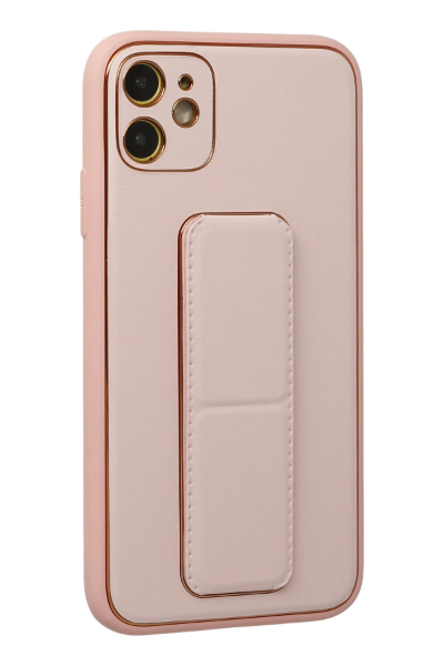 Newface iPhone 12 Kılıf Coco Deri Standlı Kapak - Pembe resmi