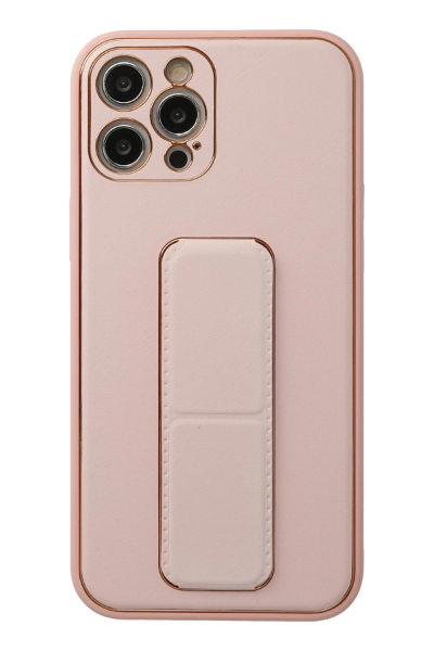 Newface iPhone 12 Pro Kılıf Coco Deri Standlı Kapak - Pembe resmi