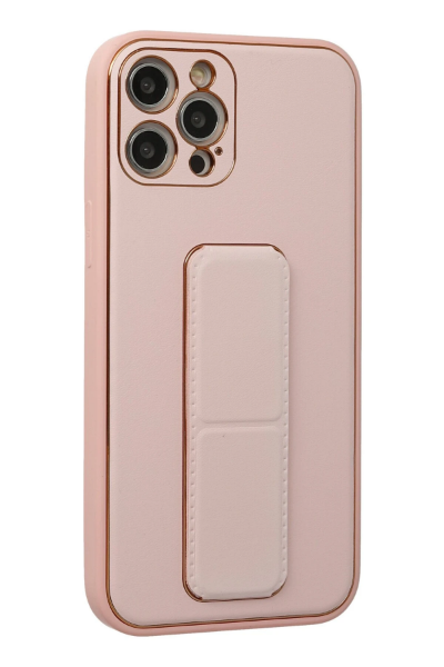 Newface iPhone 12 Pro Kılıf Coco Deri Standlı Kapak - Pembe resmi