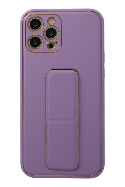 Newface iPhone 12 Pro Kılıf Coco Deri Standlı Kapak - Lila resmi