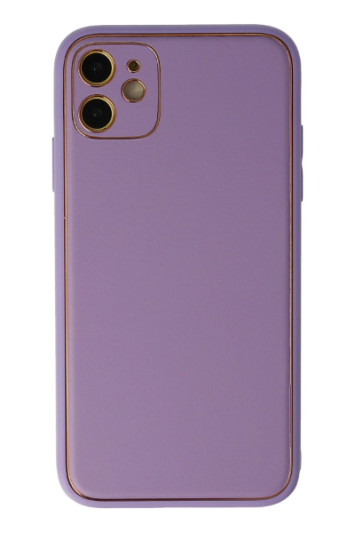 Newface iPhone 12 Kılıf Coco Deri Silikon Kapak - Lila resmi