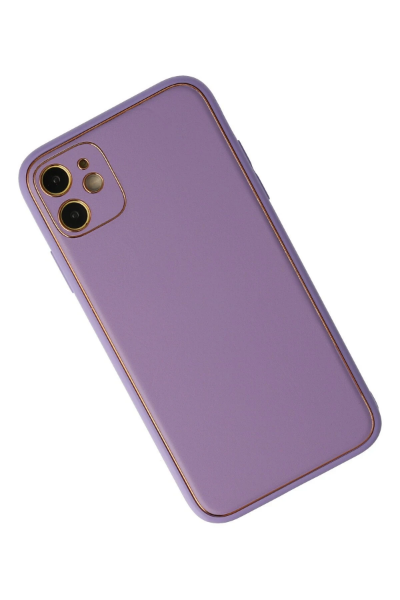Newface iPhone 12 Kılıf Coco Deri Silikon Kapak - Lila resmi