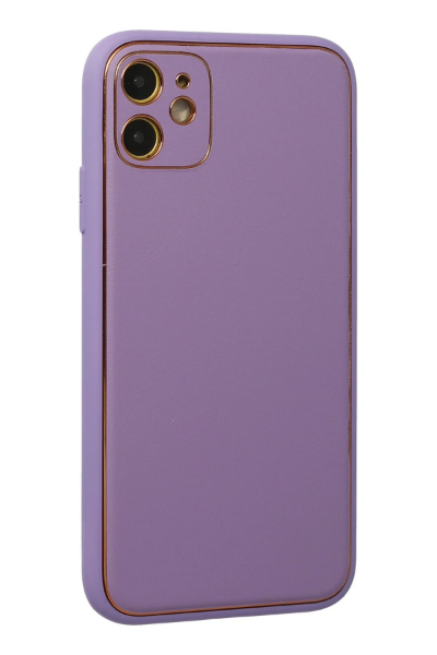 Newface iPhone 12 Kılıf Coco Deri Silikon Kapak - Lila resmi
