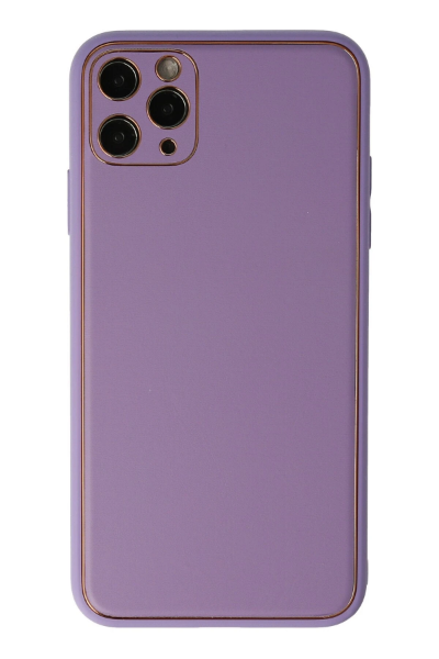 Newface iPhone 11 Pro Max Kılıf Coco Deri Silikon Kapak - Lila resmi