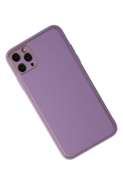 Newface iPhone 11 Pro Max Kılıf Coco Deri Silikon Kapak - Lila resmi