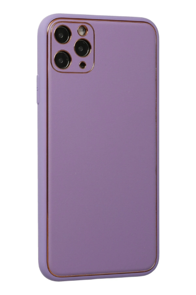 Newface iPhone 11 Pro Max Kılıf Coco Deri Silikon Kapak - Lila resmi