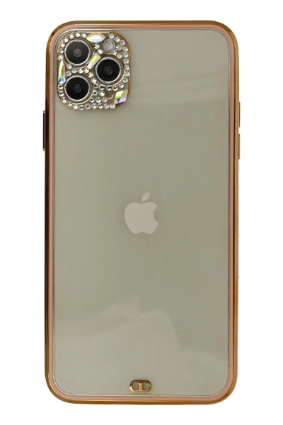 Newface iPhone 11 Pro Kılıf Liva Taşlı Silikon - Pembe resmi