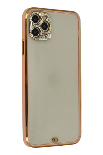 Newface iPhone 11 Pro Kılıf Liva Taşlı Silikon - Pembe resmi