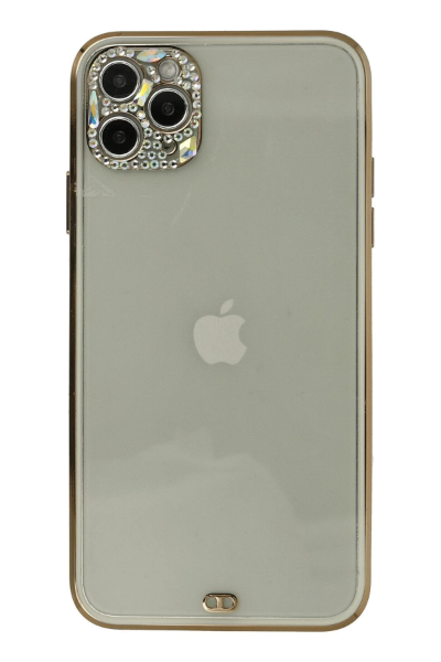Newface iPhone 11 Pro Kılıf Liva Taşlı Silikon - Beyaz resmi