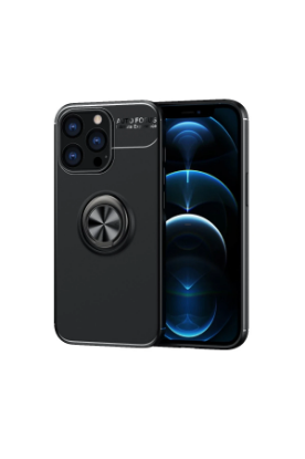 Newface iPhone 13 Pro Max Kılıf Range Yüzüklü Silikon - Siyah resmi