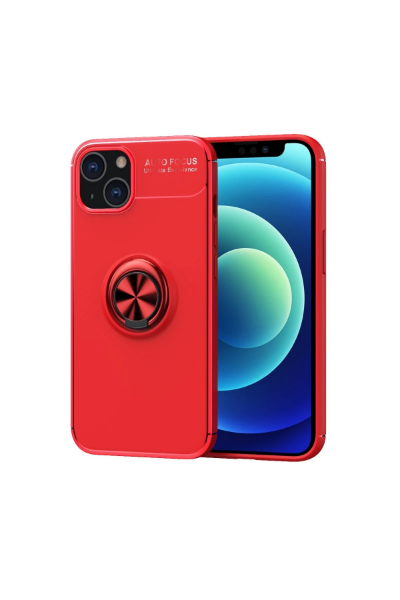 Newface iPhone 13 Kılıf Range Yüzüklü Silikon - Kırmızı resmi