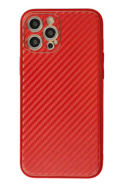 Newface iPhone 12 Pro Max Kılıf Coco Karbon Silikon - Kırmızı resmi