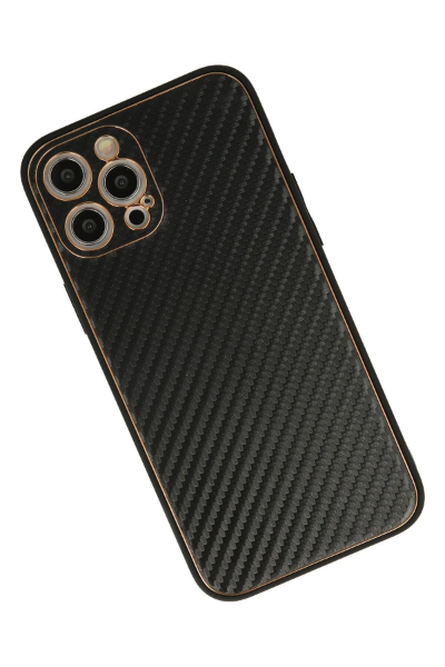 Newface iPhone 12 Pro Max Kılıf Coco Karbon Silikon - Siyah resmi