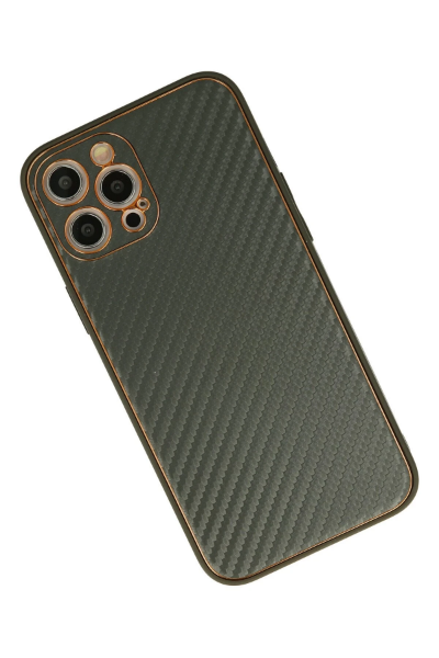 Newface iPhone 12 Pro Max Kılıf Coco Karbon Silikon - Füme resmi