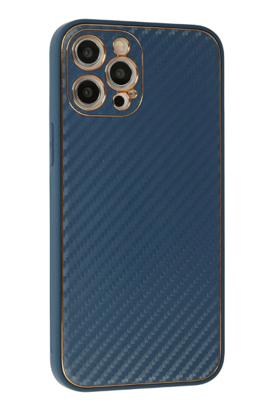 Newface iPhone 12 Pro Max Kılıf Coco Karbon Silikon - Mavi resmi