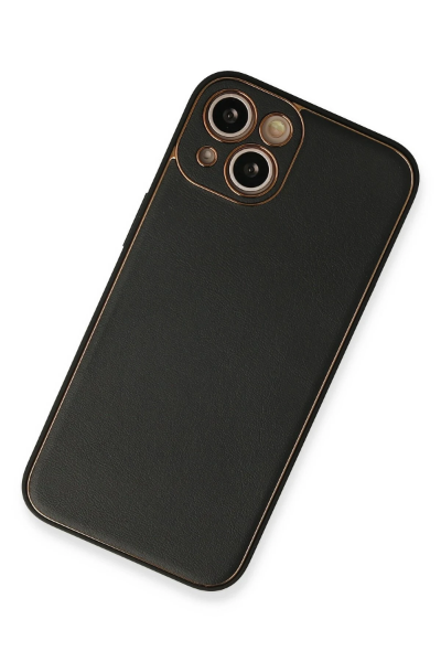 Newface iPhone 13 Kılıf Coco Deri Silikon Kapak - Siyah resmi