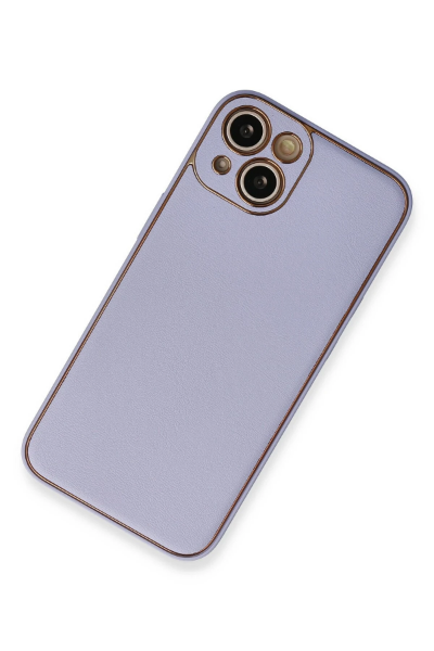 Newface iPhone 13 Kılıf Coco Deri Silikon Kapak - Açık Lila resmi