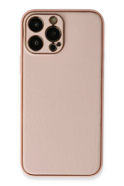 Newface iPhone 13 Pro Kılıf Coco Deri Silikon Kapak - Pembe resmi