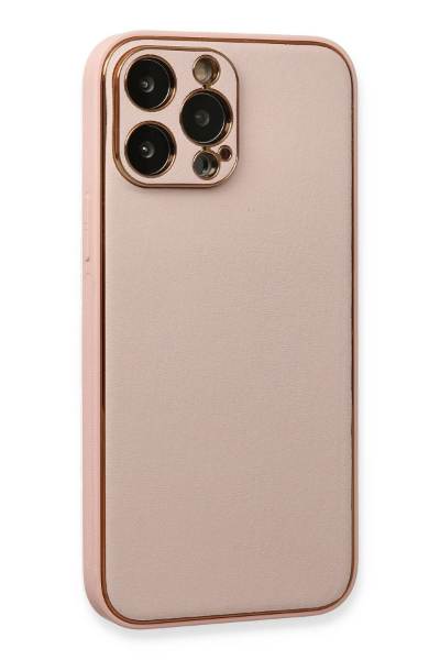 Newface iPhone 13 Pro Kılıf Coco Deri Silikon Kapak - Pembe resmi
