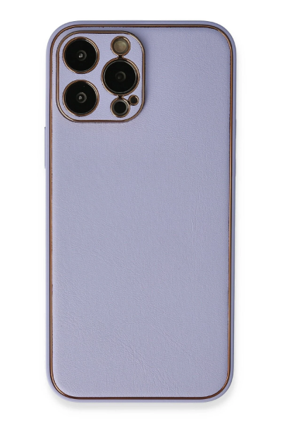 Newface iPhone 13 Pro Max Kılıf Coco Deri Silikon Kapak - Açık Lila resmi