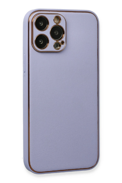 Newface iPhone 13 Pro Max Kılıf Coco Deri Silikon Kapak - Açık Lila resmi