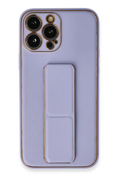 Newface iPhone 13 Pro Max Kılıf Coco Deri Standlı Kapak - Lila resmi
