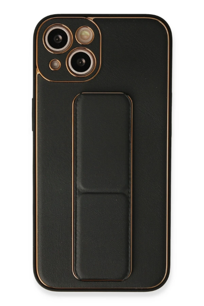 Newface iPhone 13 Kılıf Coco Deri Standlı Kapak - Siyah resmi