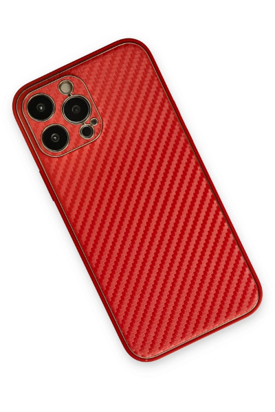 Newface iPhone 13 Pro Kılıf Coco Karbon Silikon - Kırmızı resmi