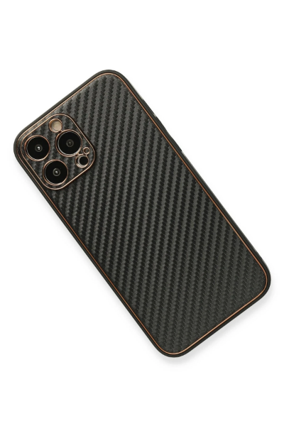 Newface iPhone 13 Pro Max Kılıf Coco Karbon Silikon - Siyah resmi