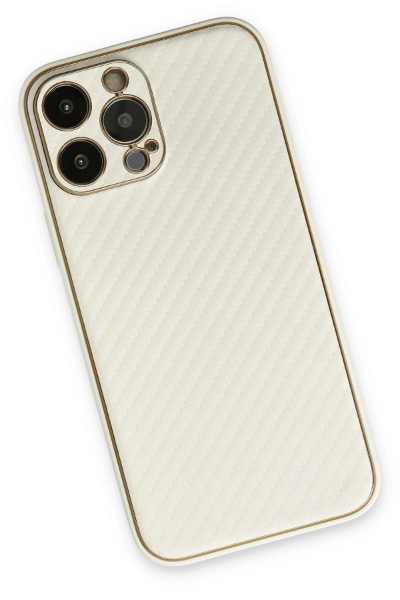Newface iPhone 13 Pro Max Kılıf Coco Karbon Silikon - Beyaz resmi