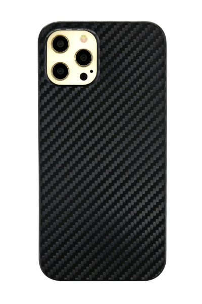 Newface iPhone 12 Pro Max Kılıf Karbon PP Silikon - Siyah resmi