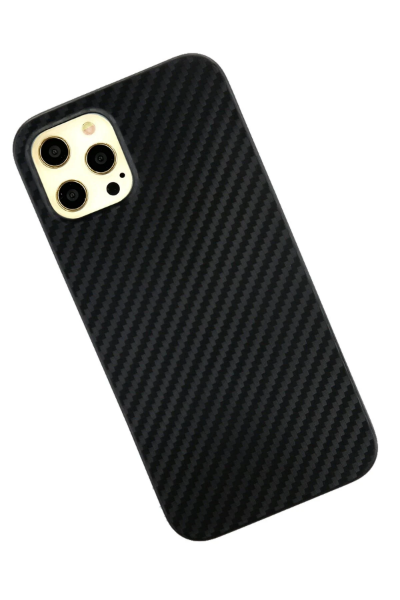 Newface iPhone 12 Pro Max Kılıf Karbon PP Silikon - Siyah resmi