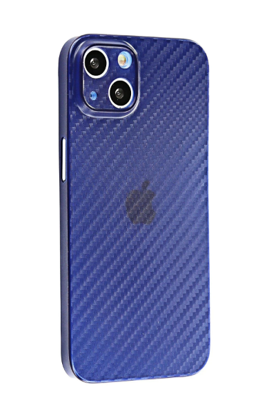 Newface iPhone 13 Kılıf Karbon PP Silikon - Mavi resmi