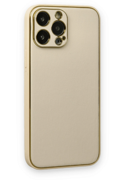 Newface iPhone 13 Pro Kılıf Coco Deri Silikon Kapak - Gold resmi