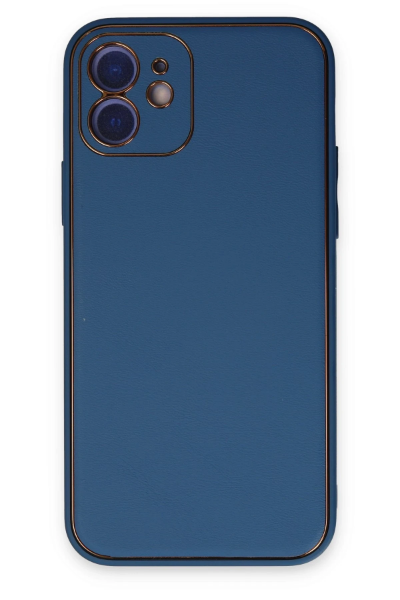 Newface iPhone 12 Kılıf Coco Deri Silikon Kapak - Açık Mavi resmi