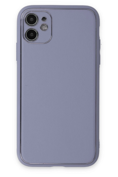 Newface iPhone 12 Kılıf Coco Deri Silikon Kapak - Açık Lila resmi
