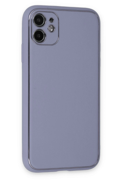 Newface iPhone 12 Kılıf Coco Deri Silikon Kapak - Açık Lila resmi