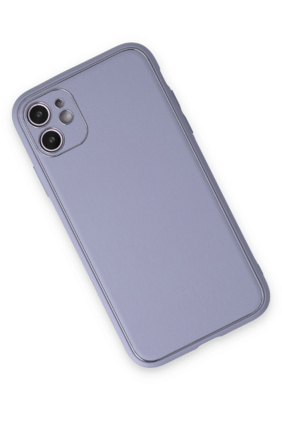 Newface iPhone 12 Kılıf Coco Deri Silikon Kapak - Açık Lila resmi