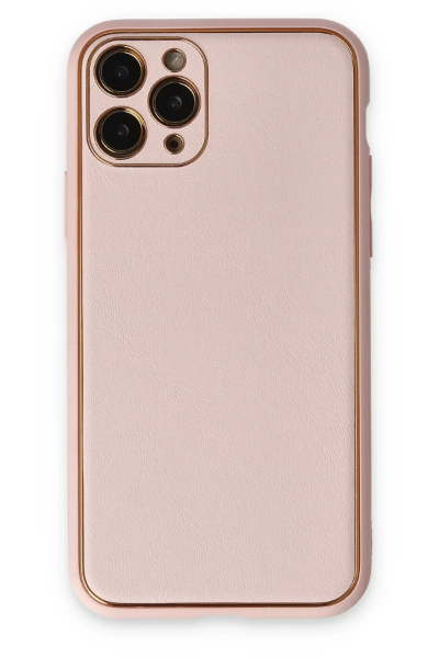 Newface iPhone 11 Pro Max Kılıf Coco Deri Silikon Kapak - Pudra resmi